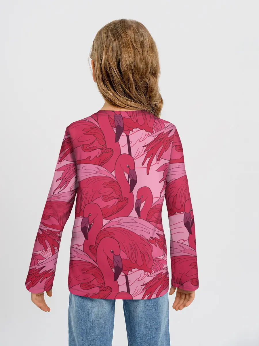 Детский лонгслив / розовые фламинго