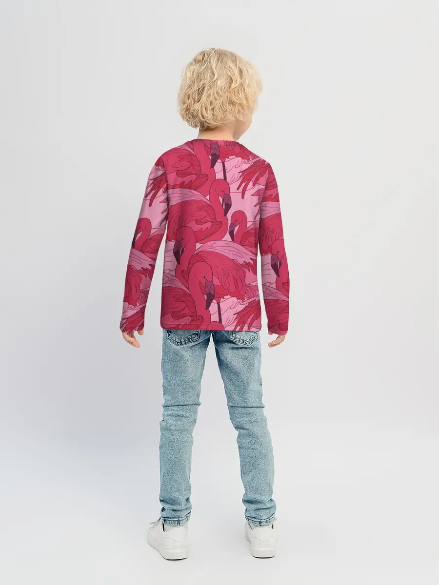 Детский лонгслив / розовые фламинго