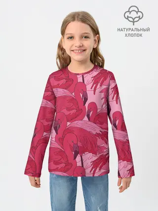 Детский лонгслив / розовые фламинго