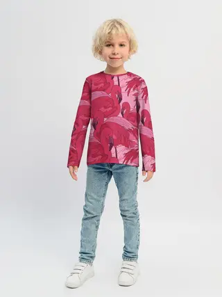 Детский лонгслив / розовые фламинго