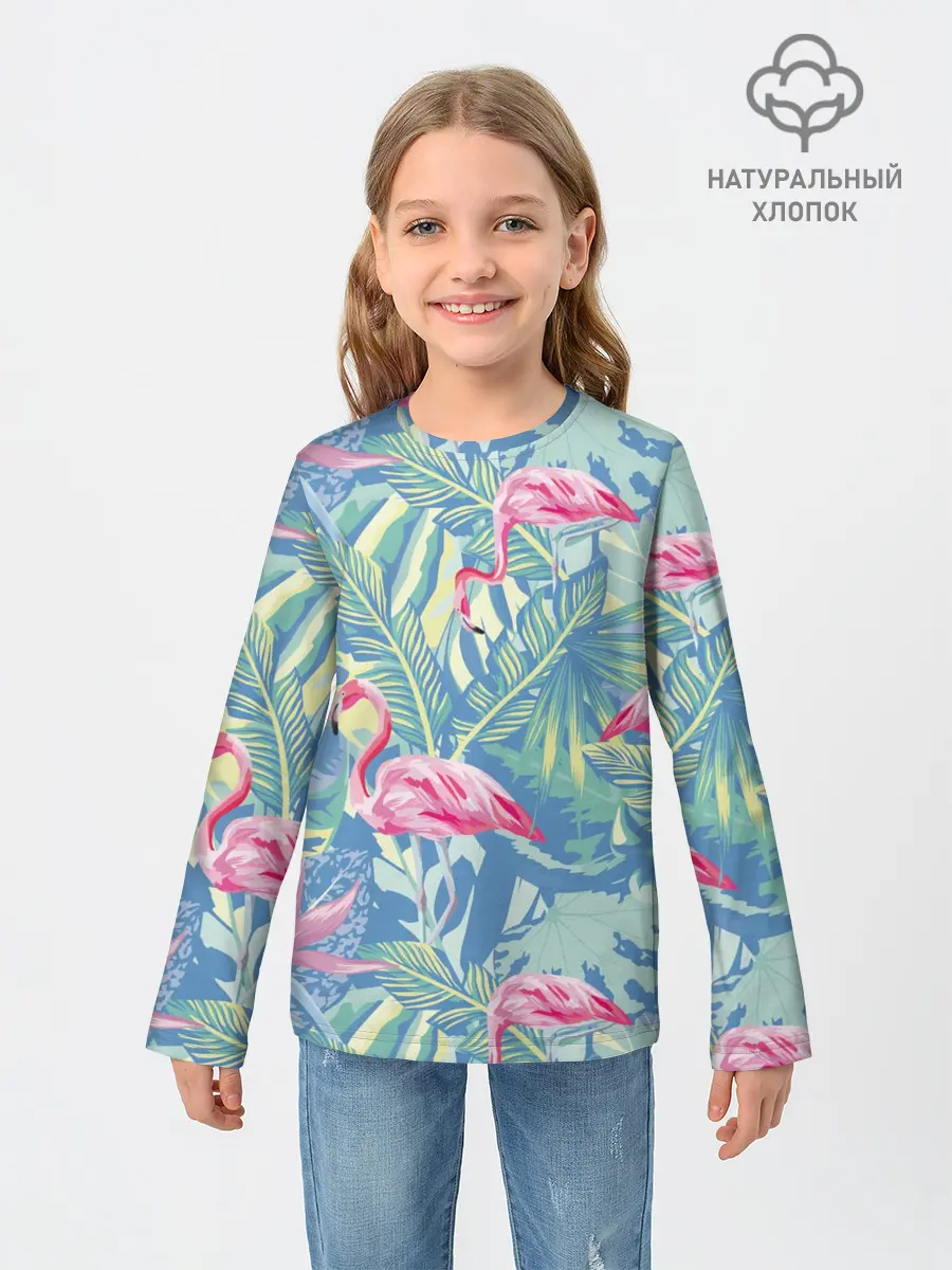 Детский лонгслив / фламинго