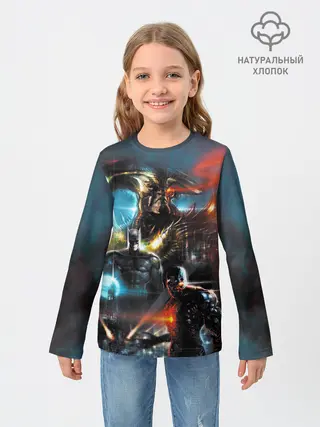 Детский лонгслив / Batman, Cyborg VS Steppenwolf