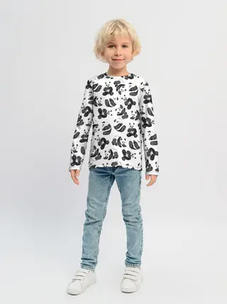 Детский лонгслив / Акварельные панды паттерн