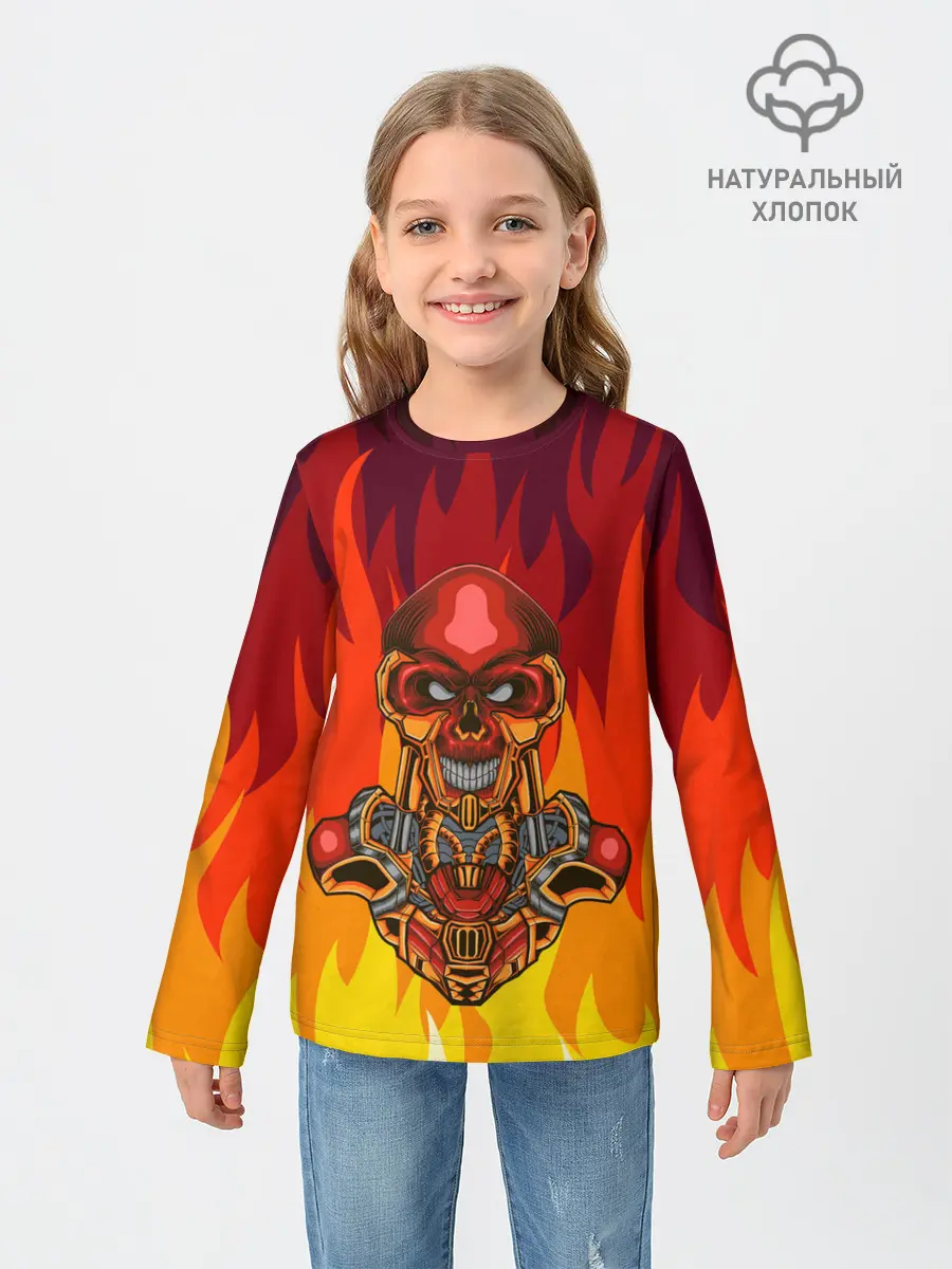 Детский лонгслив / Меха скелет | Steampunk Fire