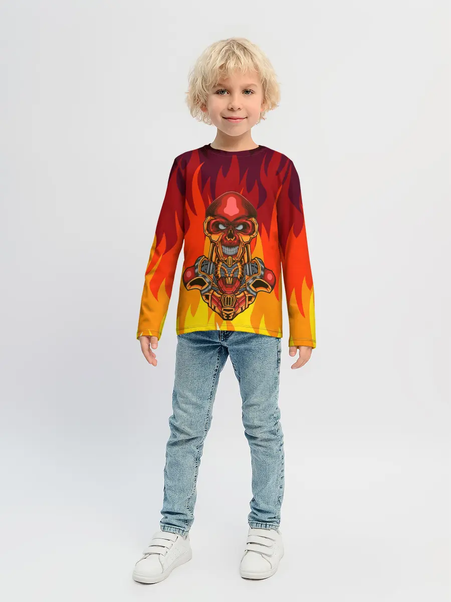 Детский лонгслив / Меха скелет | Steampunk Fire
