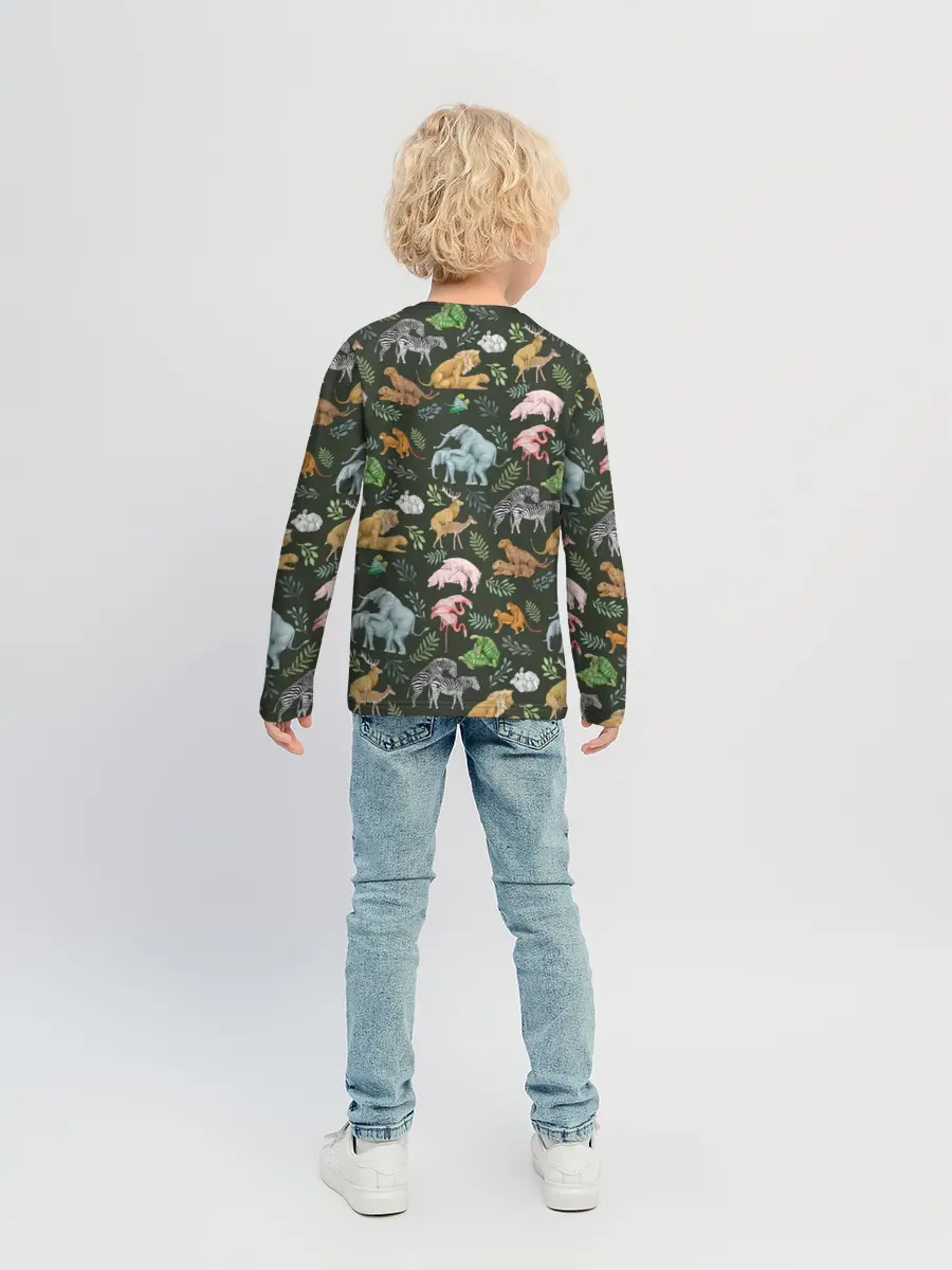 Детский лонгслив / Дикие Звери Паттерн