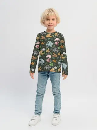 Детский лонгслив / Дикие Звери Паттерн