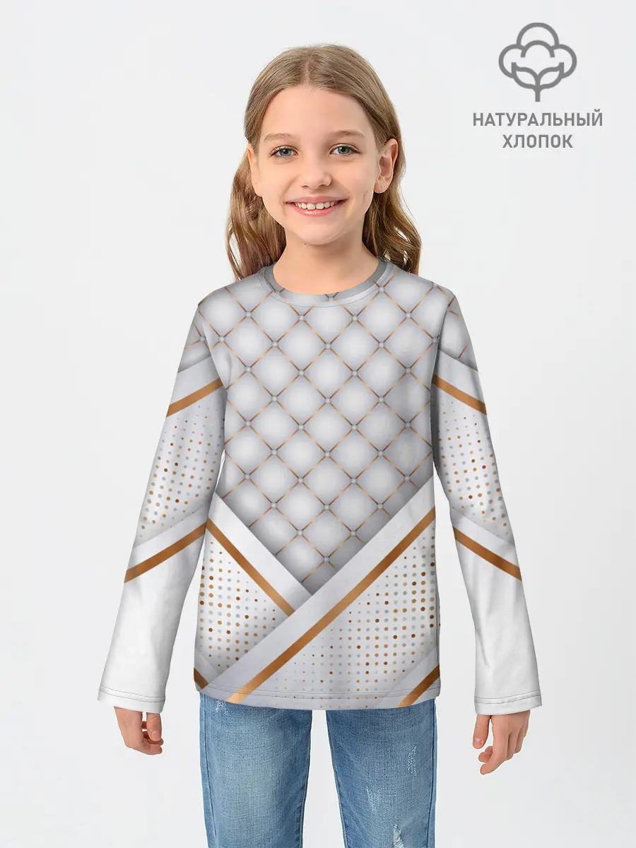 Детский лонгслив / Luxury white & Gold