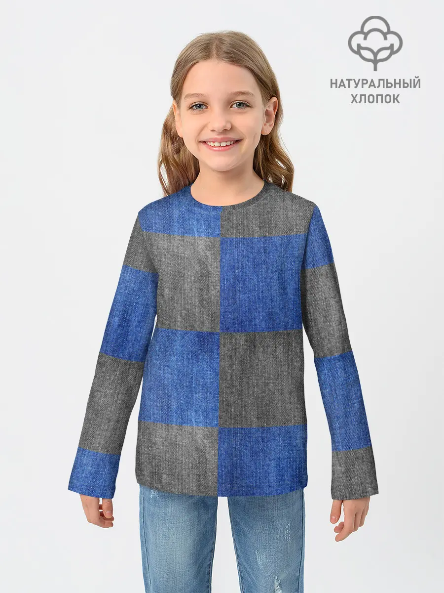Детский лонгслив / Denim Patchwork