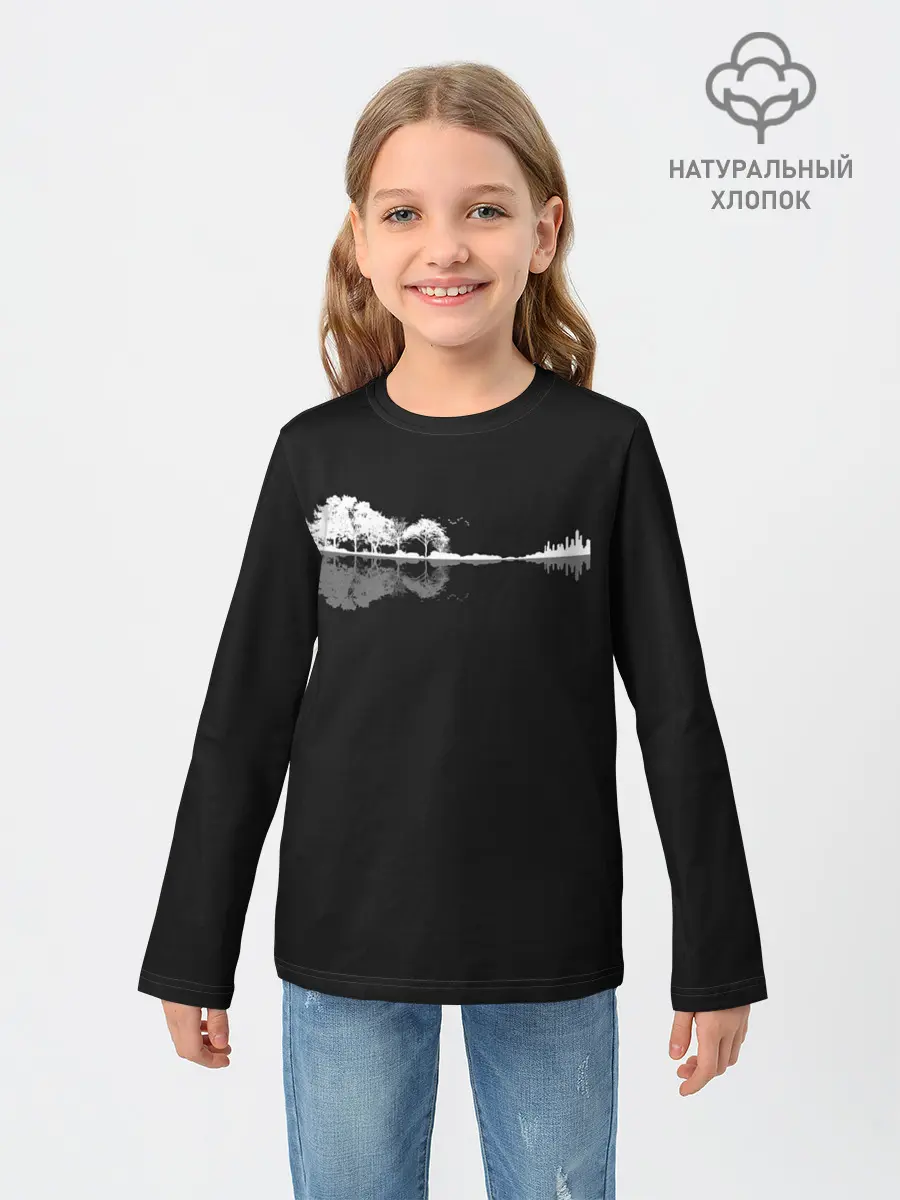 Детский лонгслив / Natural Guitar. Reflection