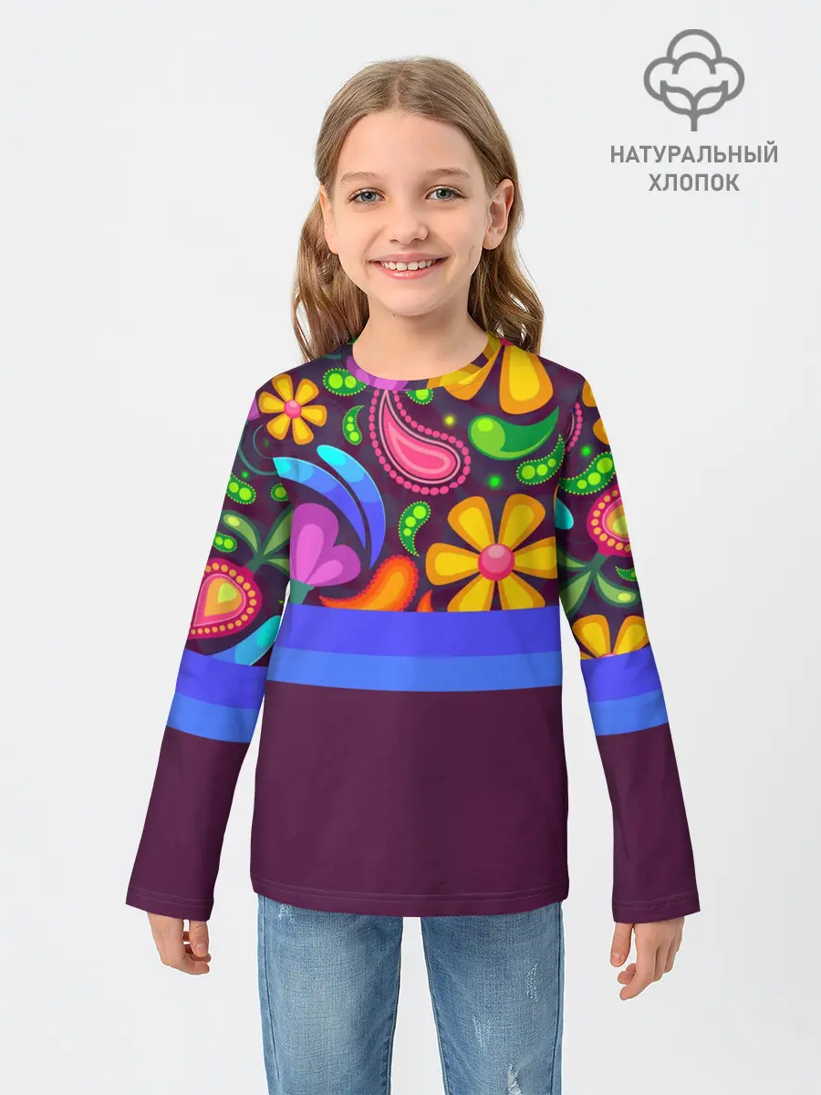 Детский лонгслив / Мультяшные Цветы