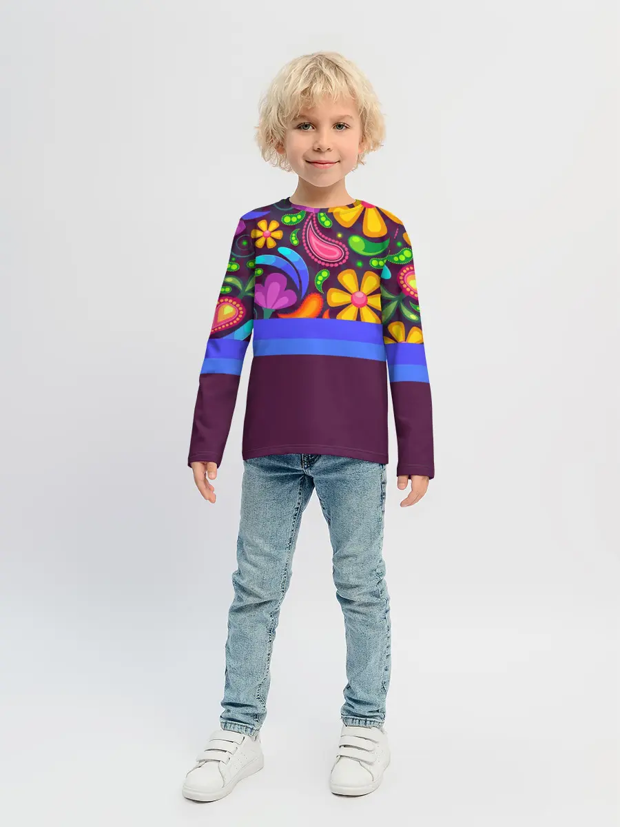 Детский лонгслив / Мультяшные Цветы