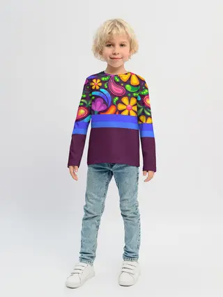 Детский лонгслив / Мультяшные Цветы