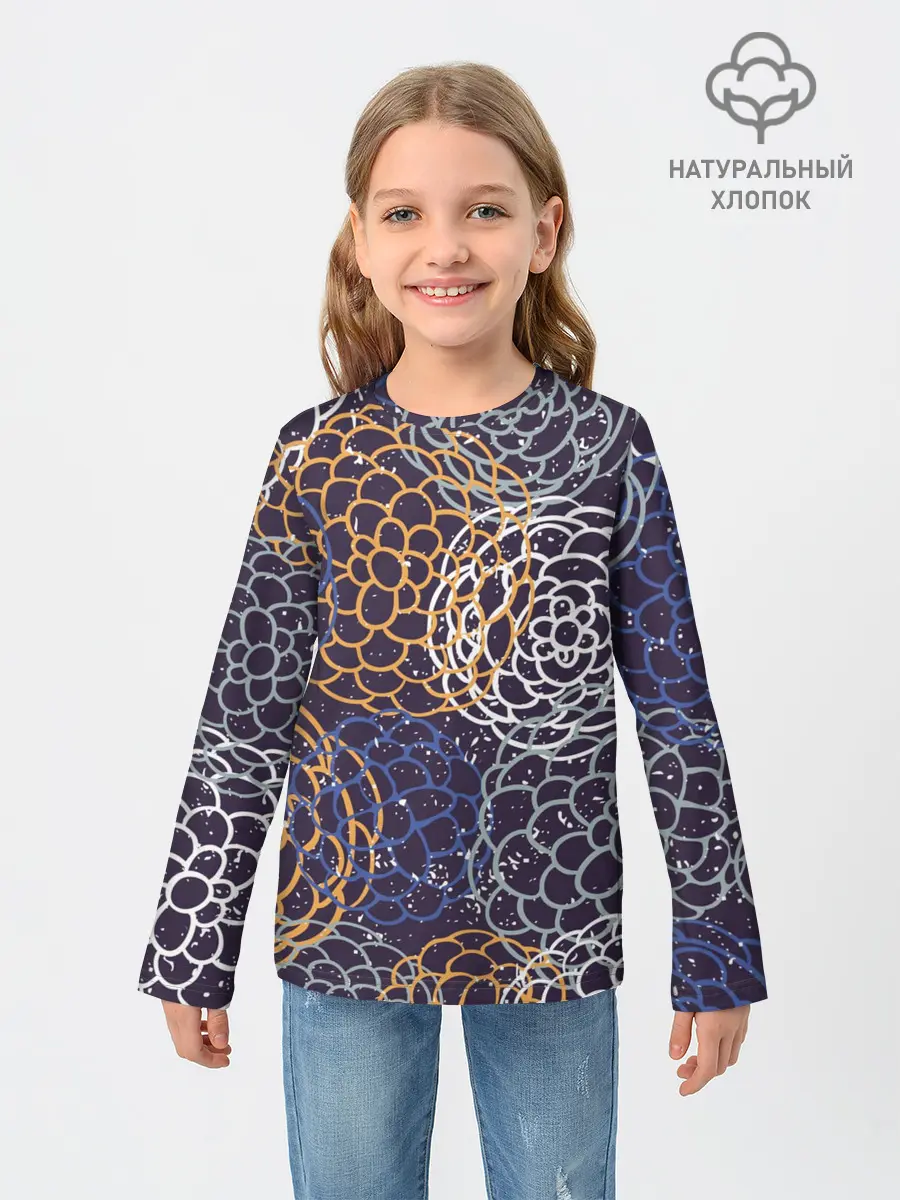 Детский лонгслив / текстура японские узоры