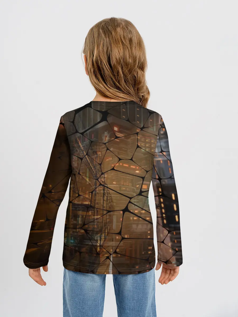 Детский лонгслив / Киберпанк - Город в паутинке