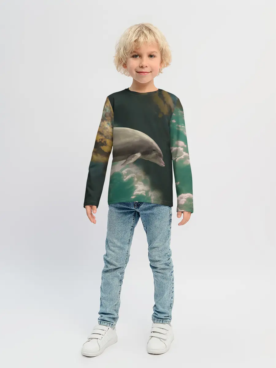 Детский лонгслив / Дельфин в облаках