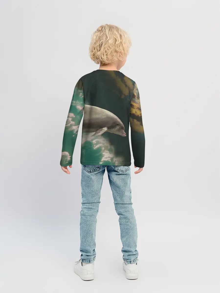 Детский лонгслив / Дельфин в облаках