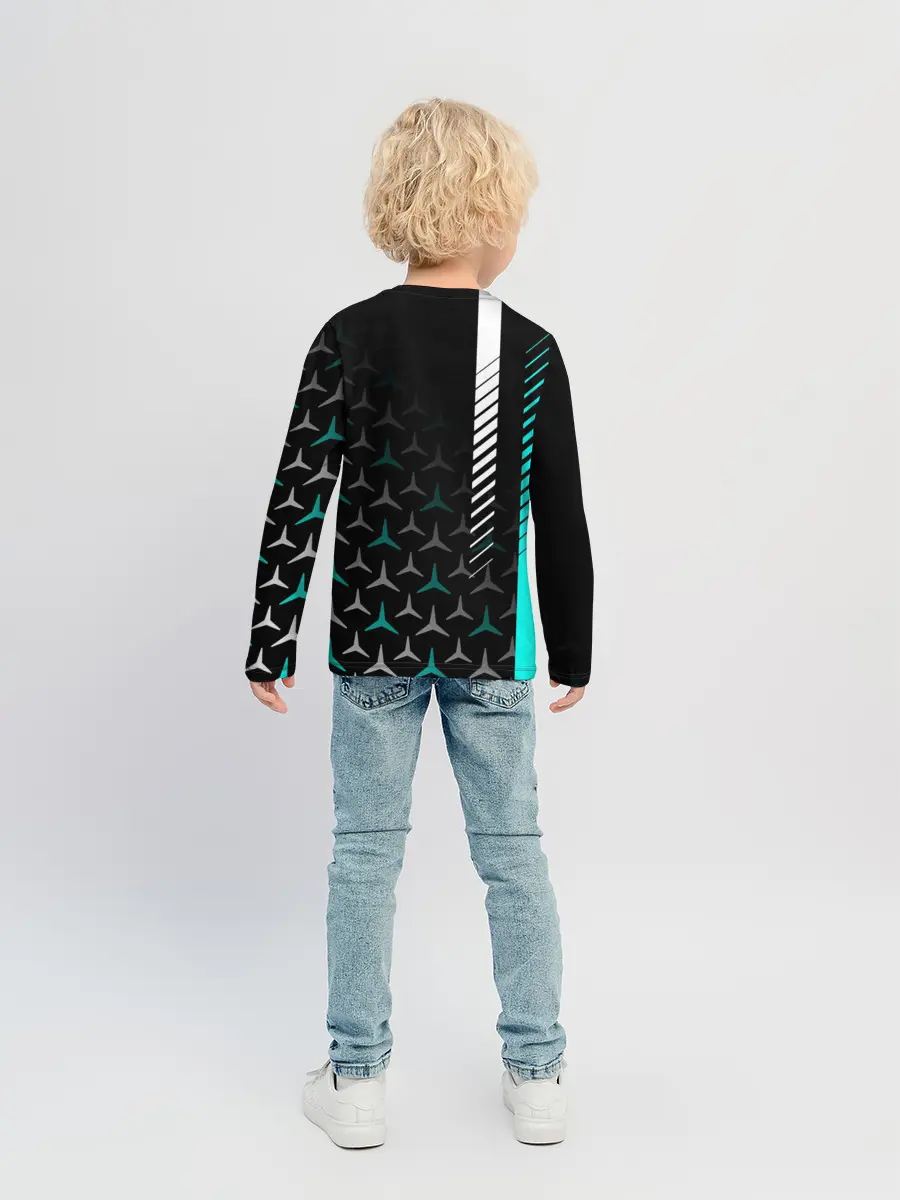 Детский лонгслив / МЕРСЕДЕС / AQUA BLACK GRADIENT