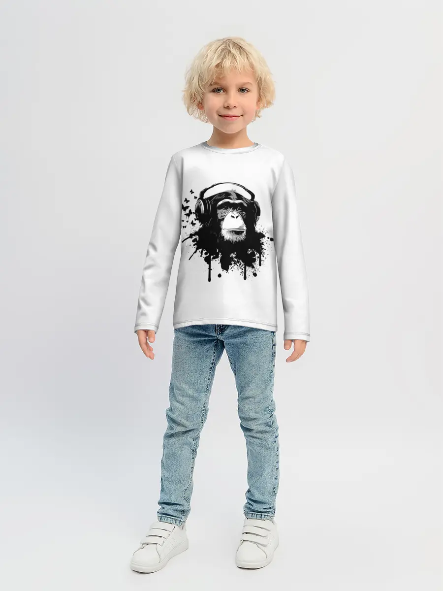 Детский лонгслив / Обезьяна Меломан