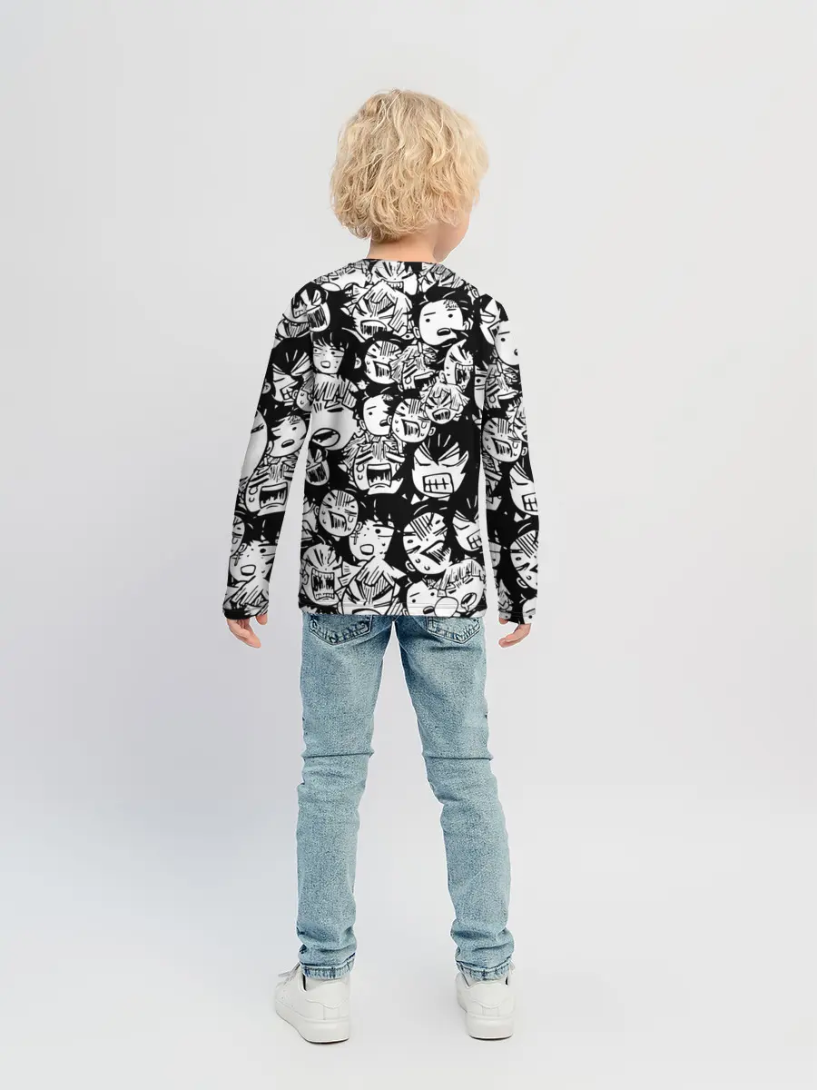 Детский лонгслив / DEMON SLAYER / ЛИЦА / УЗОР