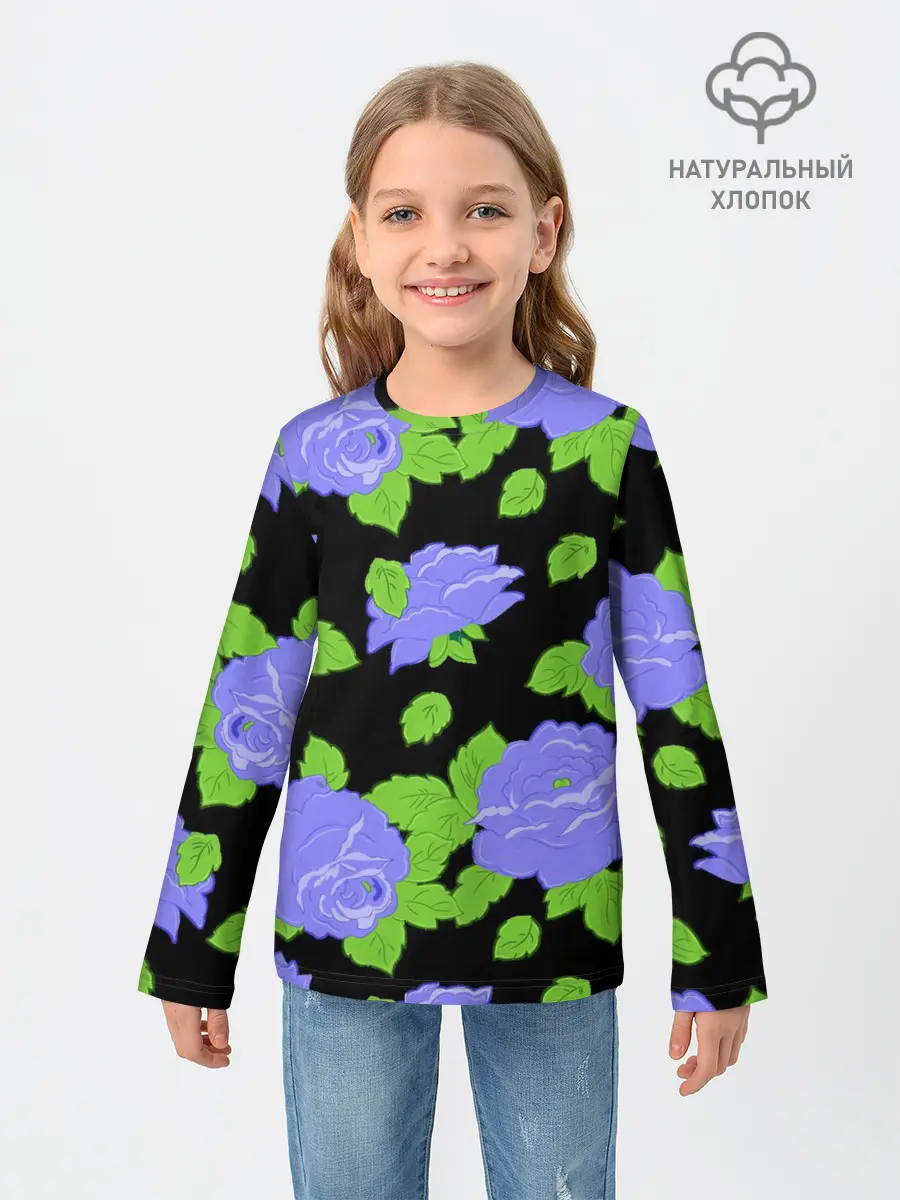 Детский лонгслив / Синие розы