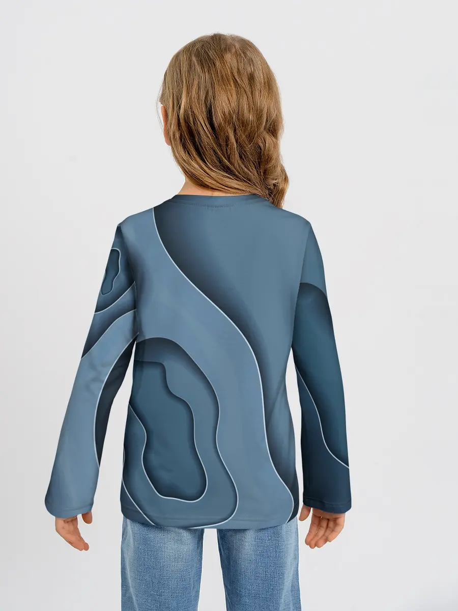 Детский лонгслив / Абстракция бумажные волны