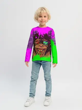 Детский лонгслив / 3D Neon Monkey