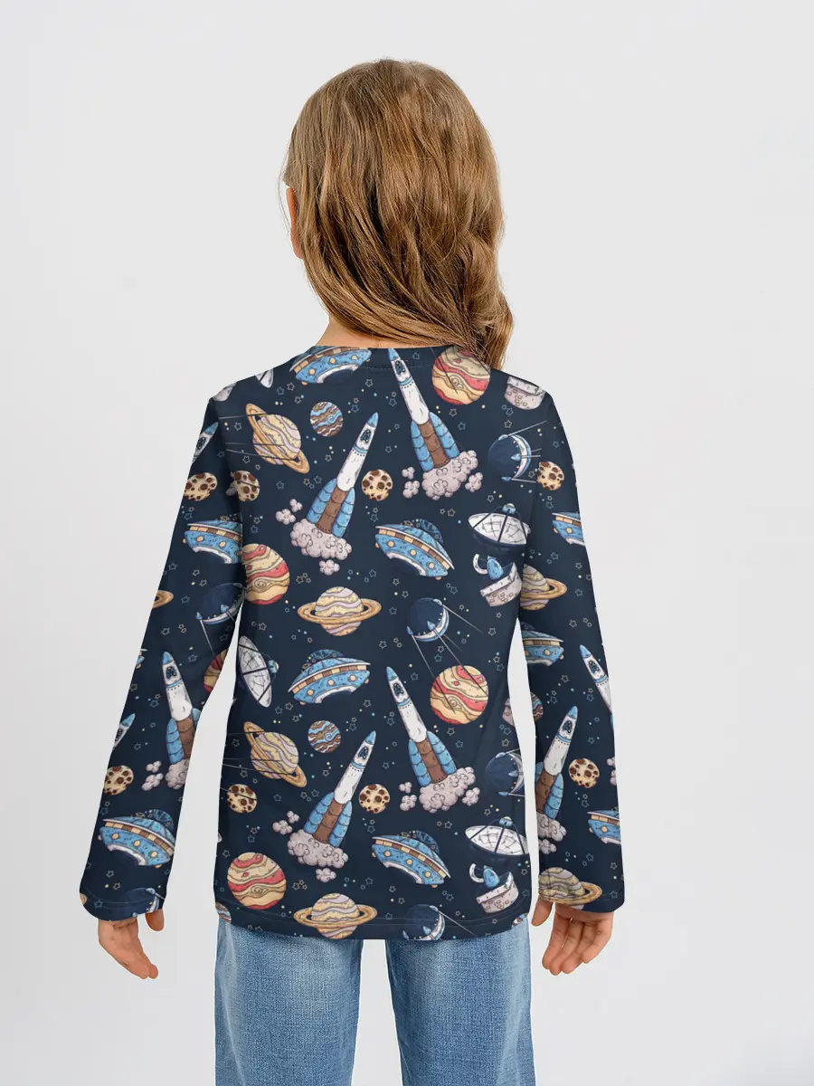 Детский лонгслив / Корабли, планеты и спутники