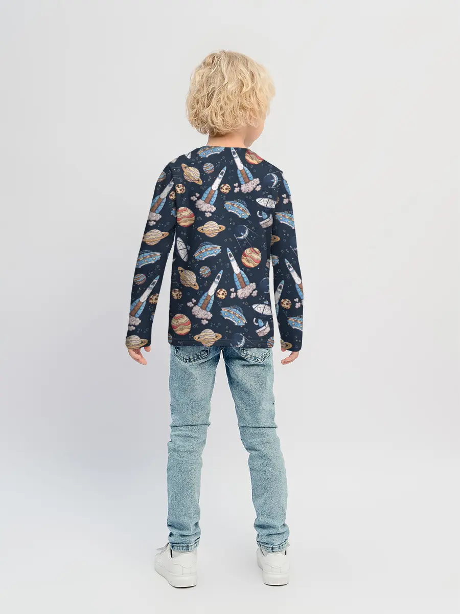 Детский лонгслив / Корабли, планеты и спутники