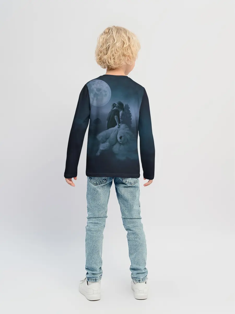 Детский лонгслив / Девочка и полнолуние
