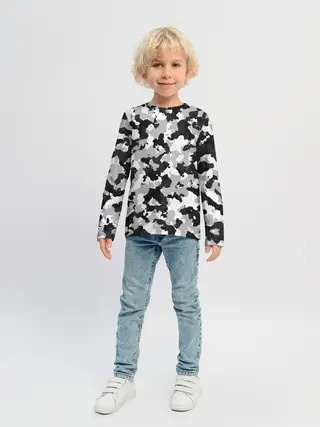 Детский лонгслив / Холодный камуфляж