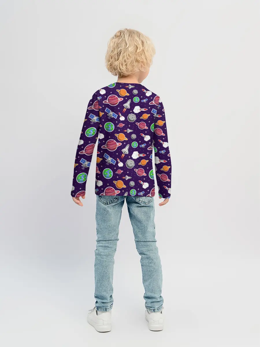 Детский лонгслив / Корабли, планеты и спутники