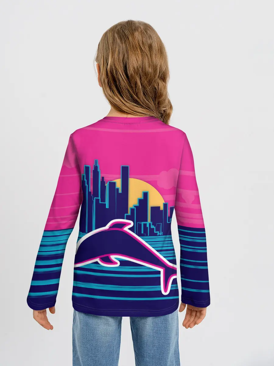 Детский лонгслив / Ретро дельфин