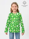 Детский лонгслив / Ромашки на зелёном фоне