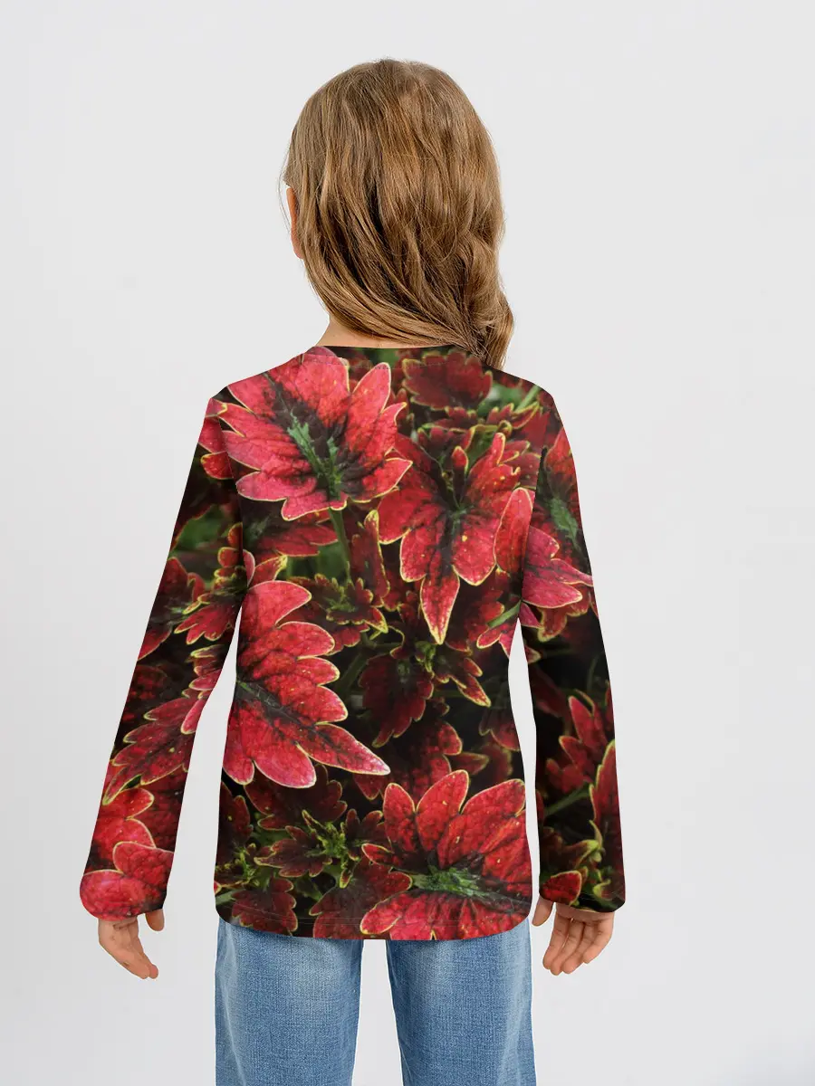 Детский лонгслив / Красные листья