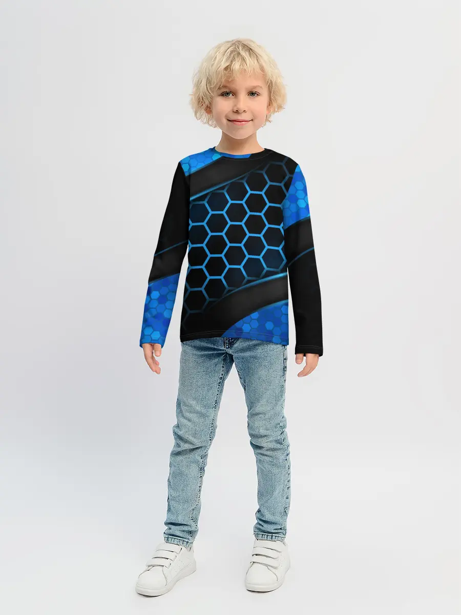 Детский лонгслив / 3D luxury blue 3Д СОТЫ и плиты
