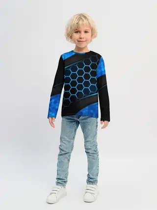 Детский лонгслив / 3D luxury blue 3Д СОТЫ и плиты