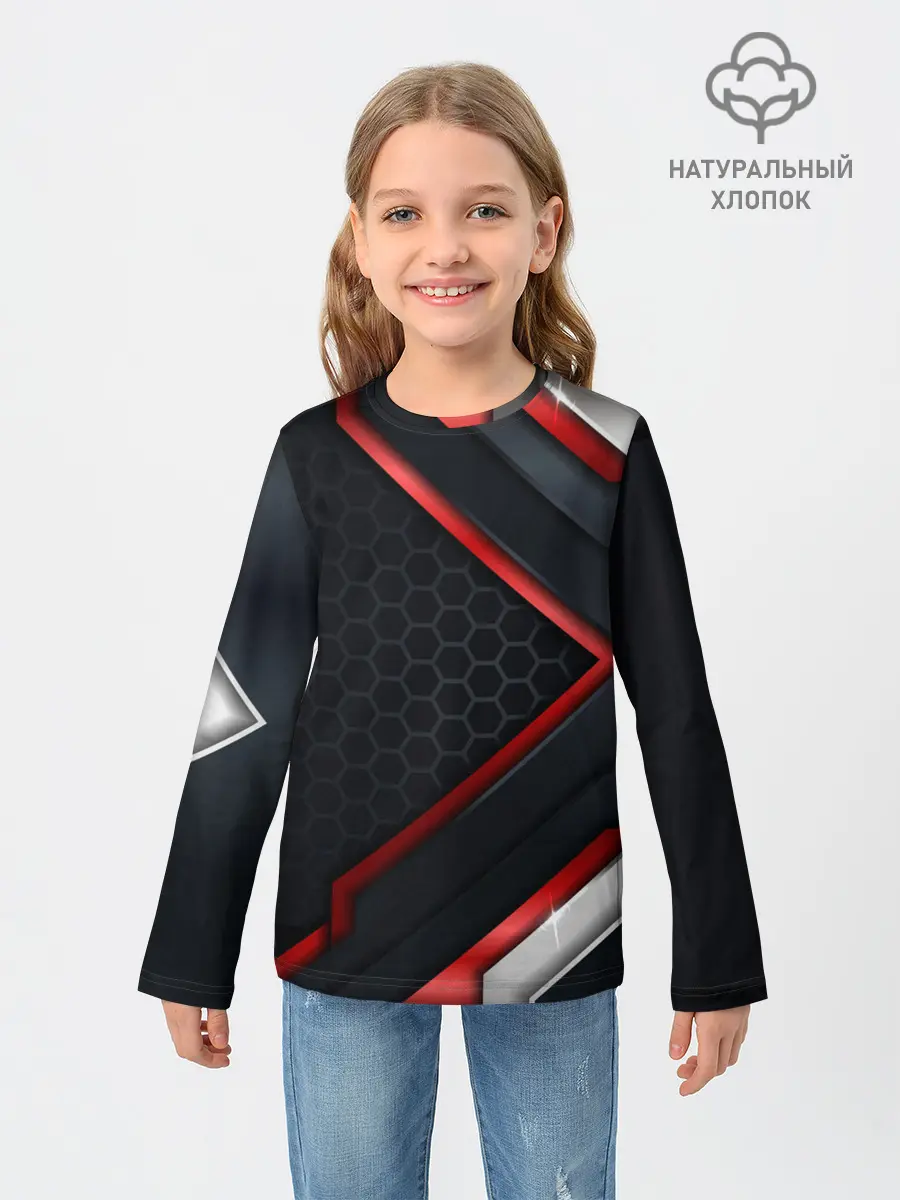 Детский лонгслив / luxury Black 3D СОТЫ