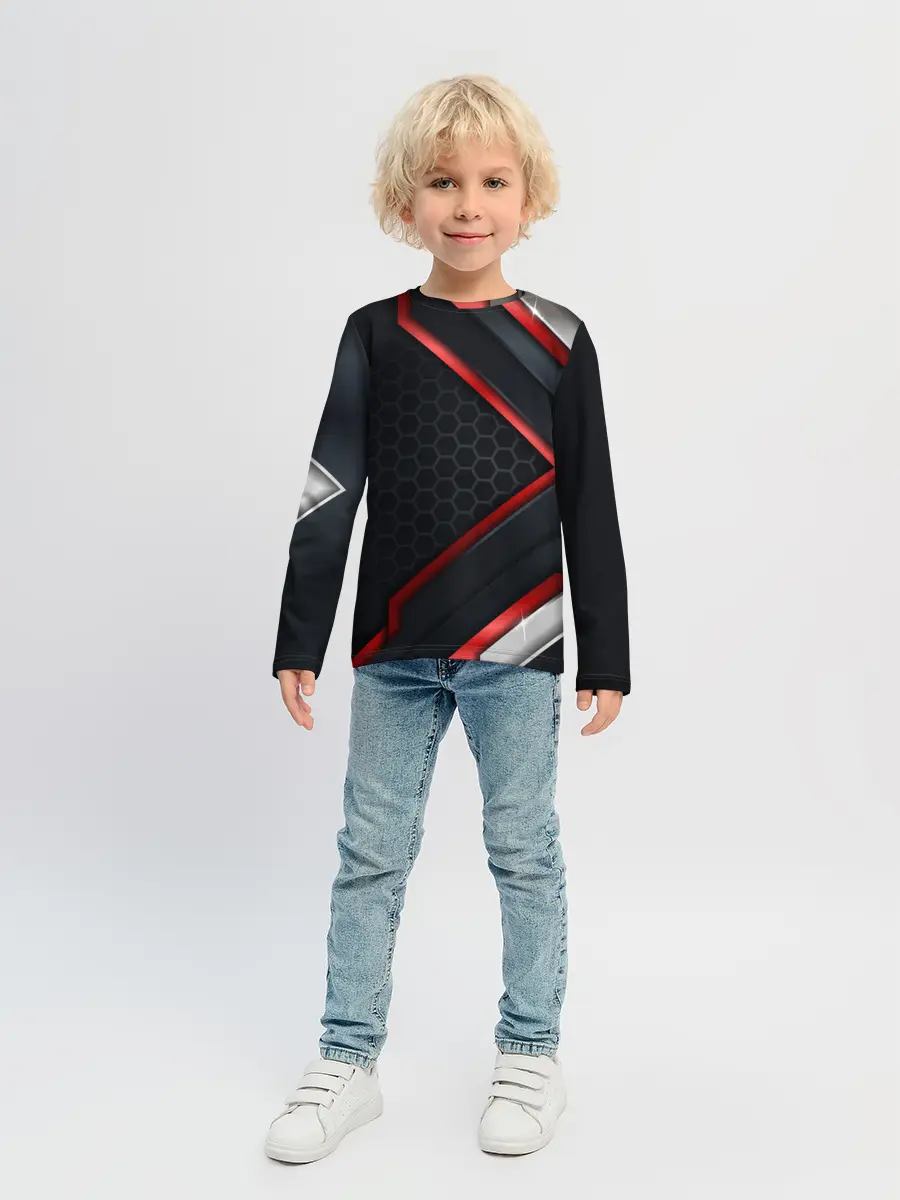 Детский лонгслив / luxury Black 3D СОТЫ