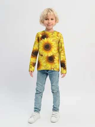 Детский лонгслив / Подсолнухи в поле
