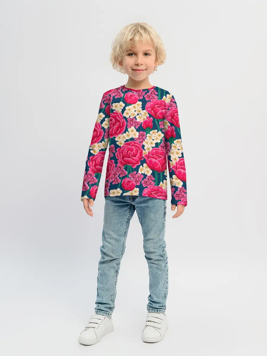 Детский лонгслив / Поле роз