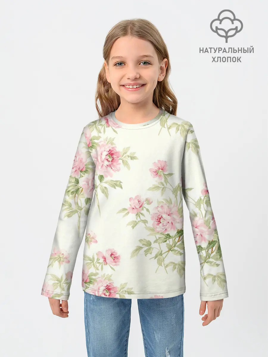 Детский лонгслив / Розовые розы