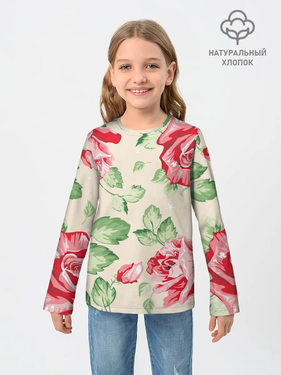 Детский лонгслив / Розы
