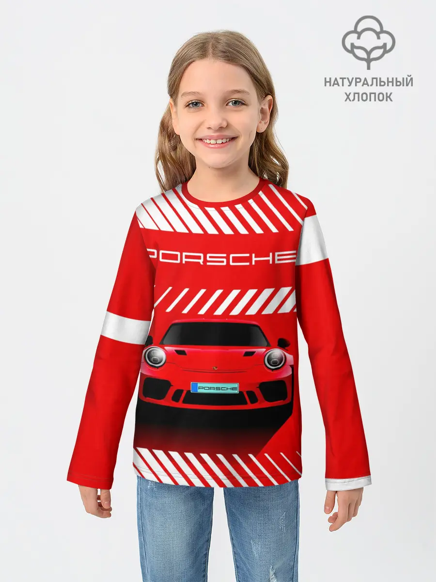 Детский лонгслив / PORSCHE / ПОРШЕ / RED STYLE