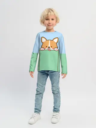 Детский лонгслив / Милый Корги