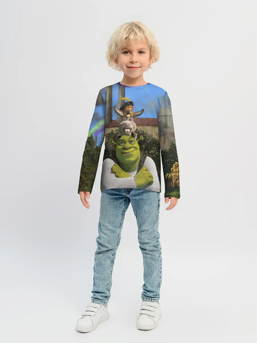 Детский лонгслив / Шрек, Кот и Осёл