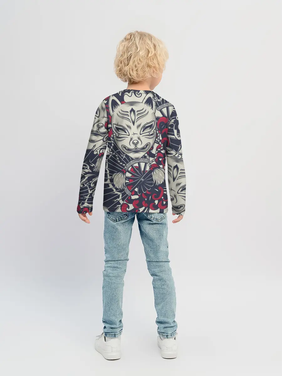 Детский лонгслив / Кицунэ | Маска лисы