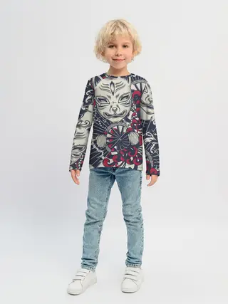 Детский лонгслив / Кицунэ | Маска лисы