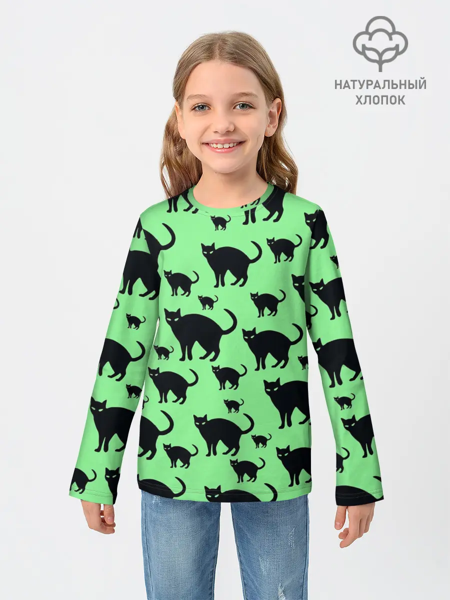 Детский лонгслив / Кошачий фон