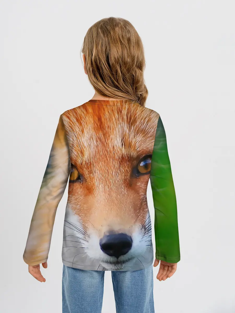 Детский лонгслив / Крупно мордочка лисы